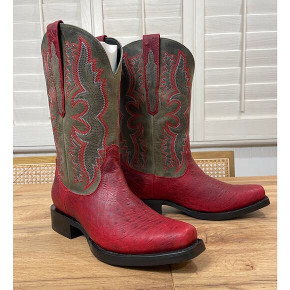 Dingo Men's True Grit Western Boots Red Ostrich Leather Size 7 NIB - Picture 1 of 14